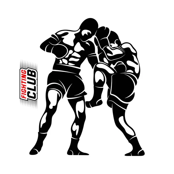 Fight Player logo design vector, modello di logo di boxe, muay thai kick boxing logo vector, Combat Sport e Fitness Emblem con un combattente., Muay Thai Training Center, Illustrazione, Design creativo — Vettoriale Stock