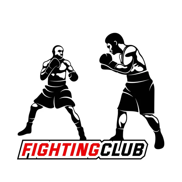 Fight Player logo design vektor, boxning logotyp mall, muay thai kick boxning logotyp vektor, Combat Sport och Fitness Emblem med en fighter., Muay Thai Training Center, Illustration, Kreativ design — Stock vektor