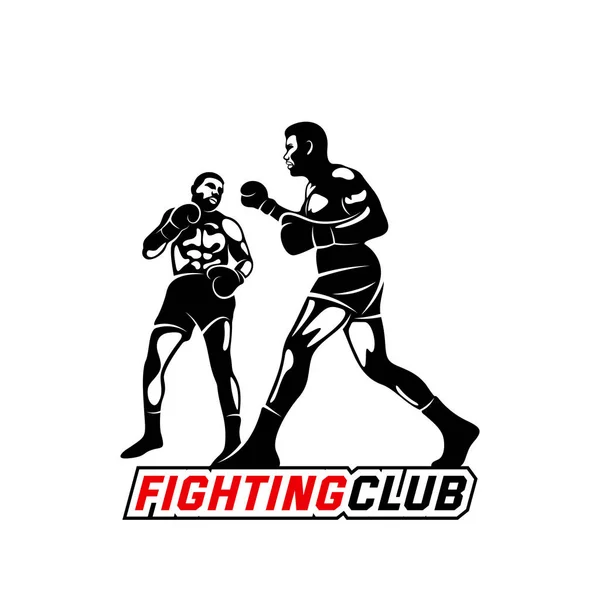 Fight Player logo design vector, modello di logo di boxe, muay thai kick boxing logo vector, Combat Sport e Fitness Emblem con un combattente., Muay Thai Training Center, Illustrazione, Design creativo — Vettoriale Stock