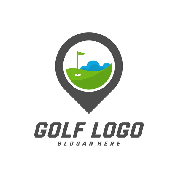 Modèle vectoriel de conception de logo de golf, Étiquette vectorielle du golf, Logo du championnat de golf, illustration, icône créative, concept de conception — Image vectorielle