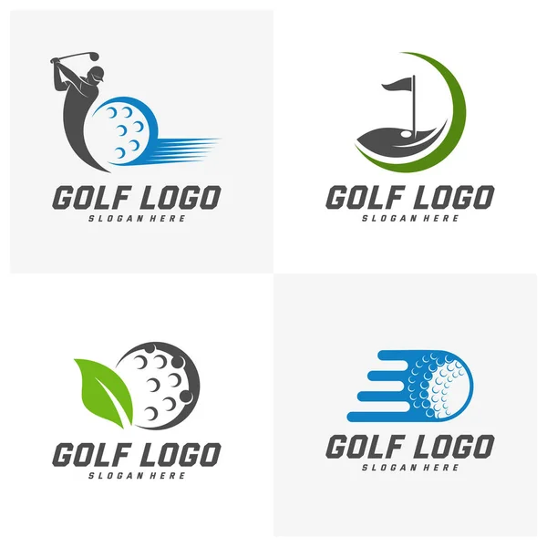 Σύνολο του λογότυπου γκολφ σχεδιασμό διάνυσμα πρότυπο, Διάνυσμα ετικέτα του γκολφ, Λογότυπο του πρωταθλήματος γκολφ, εικονογράφηση, Creative εικονίδιο, έννοια του σχεδιασμού — Διανυσματικό Αρχείο
