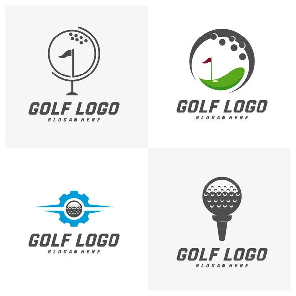 Ensemble de modèle vectoriel de conception de logo de golf, Étiquette vectorielle de golf, Logo du championnat de golf, illustration, icône créative, concept de conception — Image vectorielle