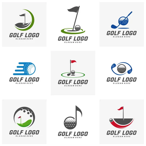 Golf logosu tasarım şablonu, golf vektör etiketi, golf şampiyonası logosu, illüstrasyon, yaratıcı simge, tasarım konsepti.