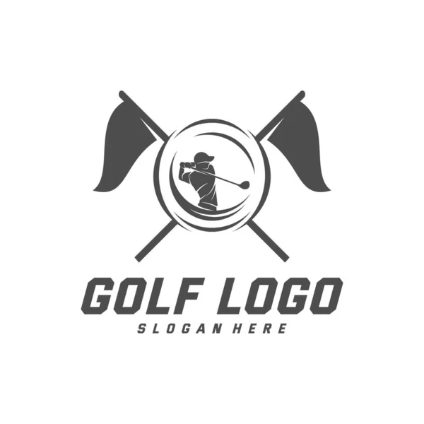 Modèle vectoriel de conception de logo de golf, Étiquette vectorielle du golf, Logo du championnat de golf, illustration, icône créative, concept de conception — Image vectorielle