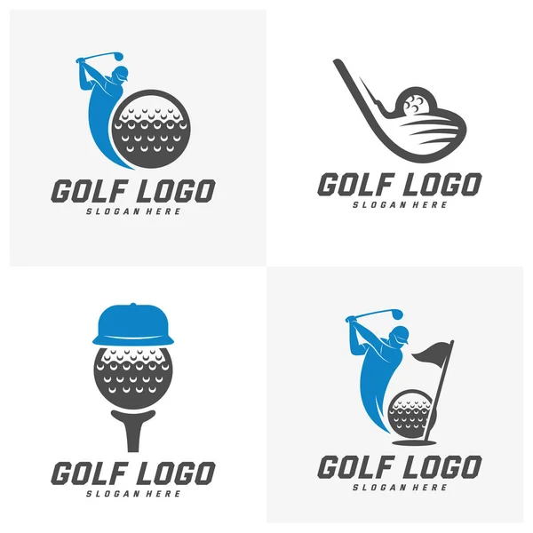 Satz von Golf-Logo-Design-Vektorvorlage, Vektor-Etikett von Golf, Logo der Golf-Meisterschaft, Illustration, kreative Ikone, Designkonzept — Stockvektor