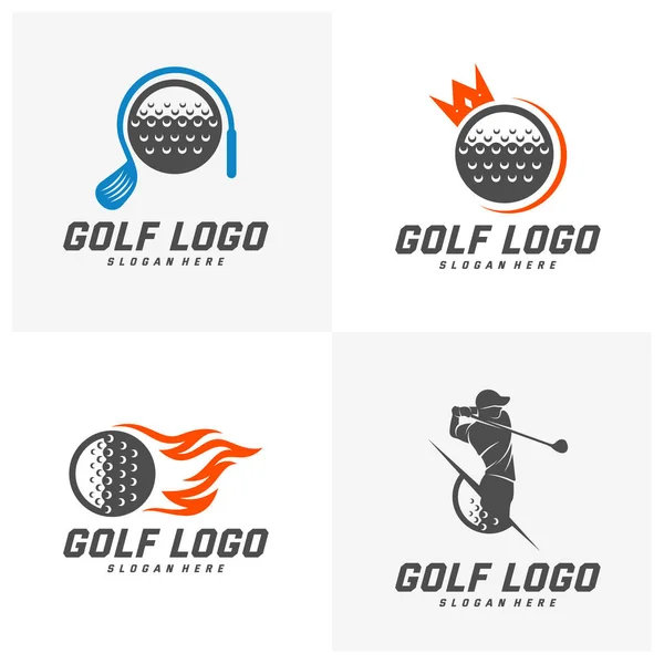 Ensemble de modèle vectoriel de conception de logo de golf, Étiquette vectorielle de golf, Logo du championnat de golf, illustration, icône créative, concept de conception — Image vectorielle
