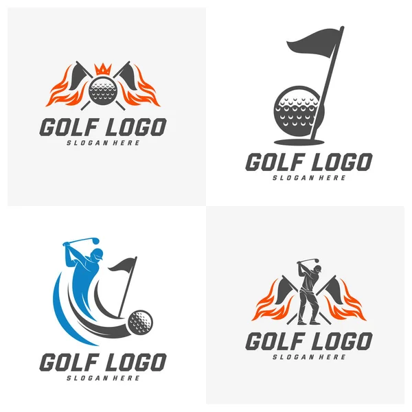 Satz von Golf-Logo-Design-Vektorvorlage, Vektor-Etikett von Golf, Logo der Golf-Meisterschaft, Illustration, kreative Ikone, Designkonzept — Stockvektor