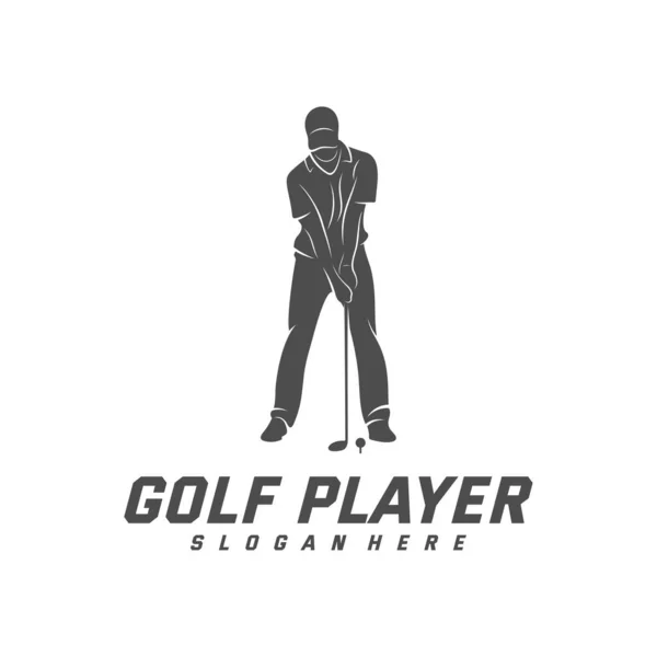 Golf Player logo ontwerp vector template, Vector label van golf, Logo van golf kampioenschap, illustratie, Creatief pictogram, ontwerp concept — Stockvector