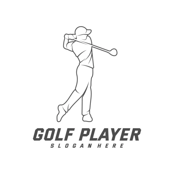 Golf oyuncusu logo tasarım vektör şablonu, golf şampiyonası logosu, illüstrasyon, yaratıcı simge, tasarım konsepti.