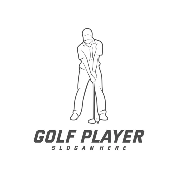 Modèle vectoriel de conception de logo de joueur de golf, Étiquette vectorielle du golf, Logo du championnat de golf, illustration, icône créative, concept de conception — Image vectorielle