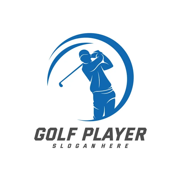 Golf Player λογότυπο σχεδιασμού διάνυσμα πρότυπο, Διάνυσμα ετικέτα του γκολφ, Λογότυπο του πρωταθλήματος γκολφ, εικονογράφηση, Creative icon, έννοια σχεδιασμού — Διανυσματικό Αρχείο