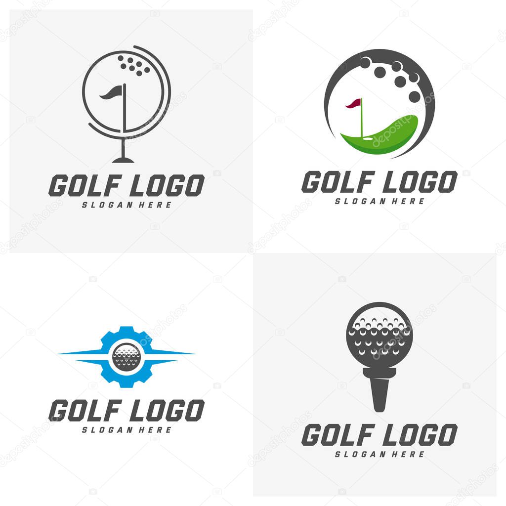 Set of Golf logo design vector template, Vector label of golf, Logo of golf championship, illustration, Creative icon, design concept