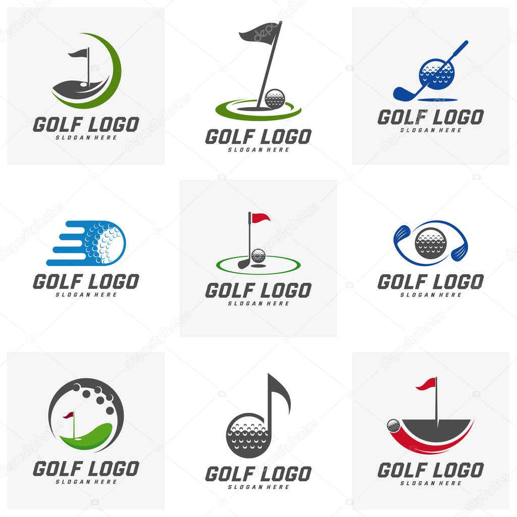Set of Golf logo design vector template, Vector label of golf, Logo of golf championship, illustration, Creative icon, design concept