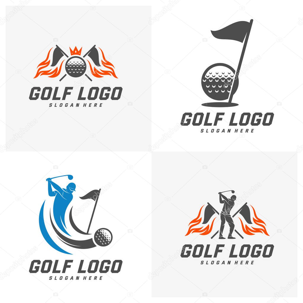 Set of Golf logo design vector template, Vector label of golf, Logo of golf championship, illustration, Creative icon, design concept