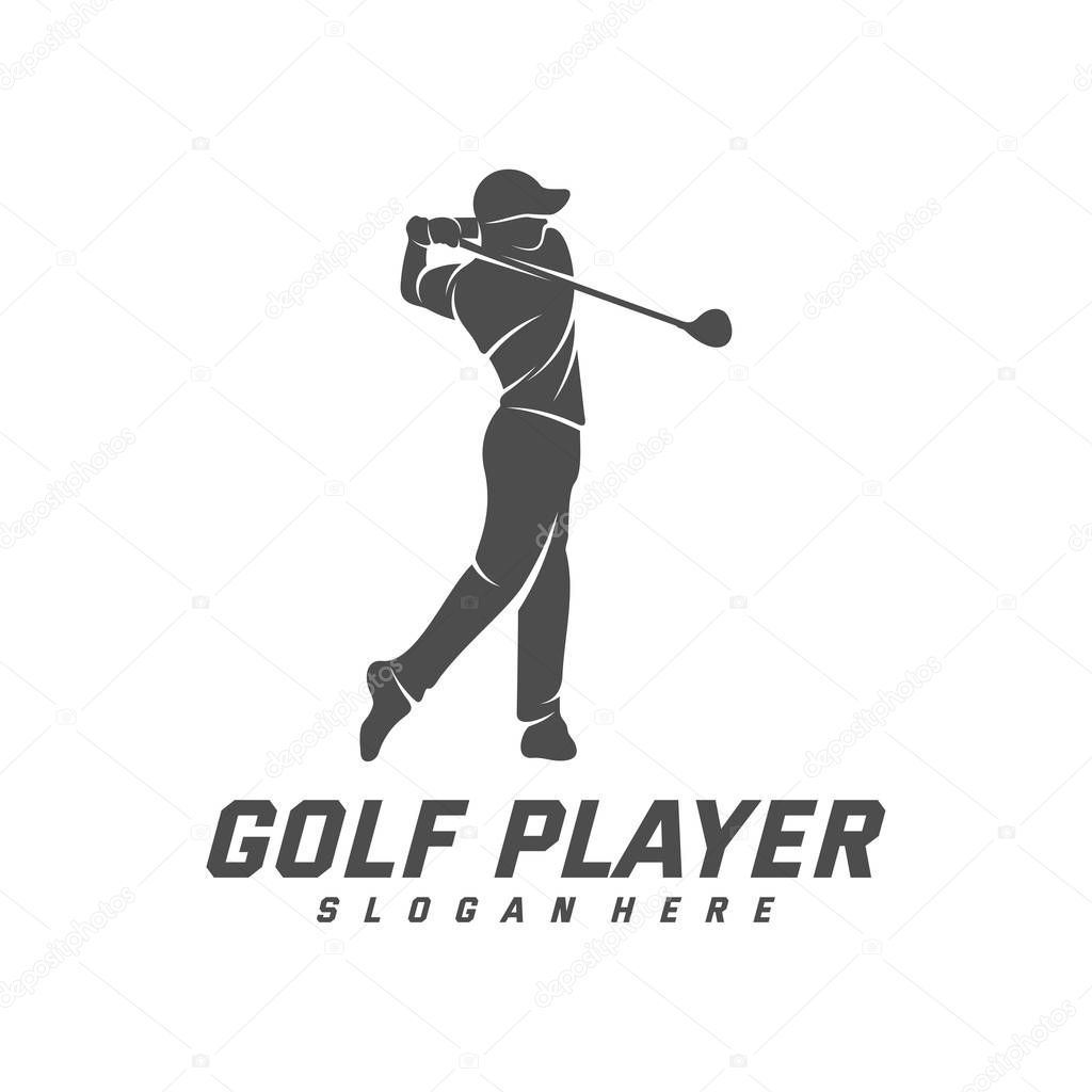 Golf Player logo design vector template, Vector label of golf, Logo of golf championship, illustration, Creative icon, design concept
