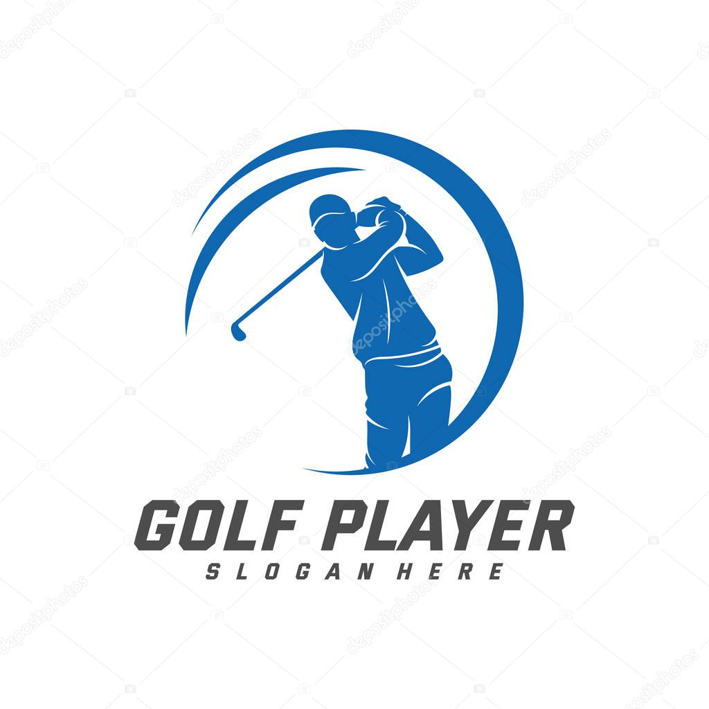 Golf Player logo design vector template, Vector label of golf, Logo of golf championship, illustration, Creative icon, design concept