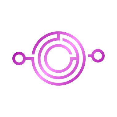 Circuit logo tasarım vektör şablonu, Dairesel logo simgesi, noktalı bağlantı simgesi, devre ögesi, Yaratıcı tasarım, Simge Teknolojisi