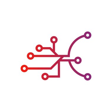 Circuit logo tasarım vektör şablonu, Dairesel logo simgesi, noktalı bağlantı simgesi, devre ögesi, Yaratıcı tasarım, Simge Teknolojisi