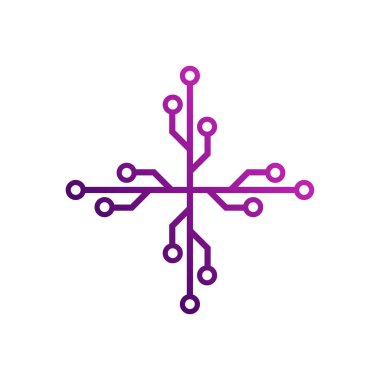 Circuit logo tasarım vektör şablonu, Dairesel logo simgesi, noktalı bağlantı simgesi, devre ögesi, Yaratıcı tasarım, Simge Teknolojisi