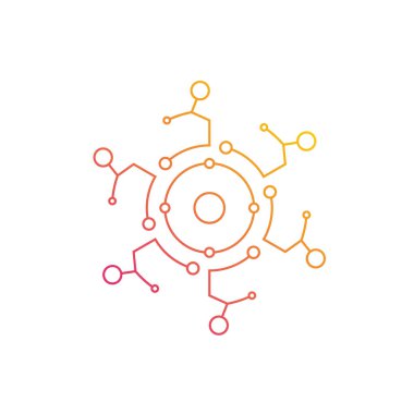 Circuit logo tasarım vektör şablonu, Dairesel logo simgesi, noktalı bağlantı simgesi, devre ögesi, Yaratıcı tasarım, Simge Teknolojisi