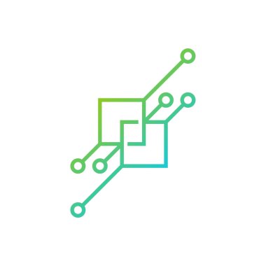 Circuit logo tasarım vektör şablonu, Dairesel logo simgesi, noktalı bağlantı simgesi, devre ögesi, Yaratıcı tasarım, Simge Teknolojisi