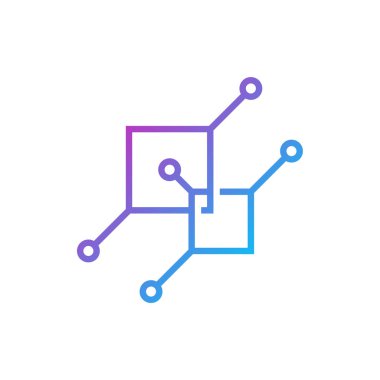 Circuit logo tasarım vektör şablonu, Dairesel logo simgesi, noktalı bağlantı simgesi, devre ögesi, Yaratıcı tasarım, Simge Teknolojisi