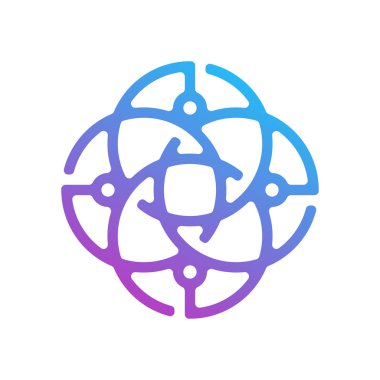 Circuit logo tasarım vektör şablonu, Dairesel logo simgesi, noktalı bağlantı simgesi, devre ögesi, Yaratıcı tasarım, Simge Teknolojisi