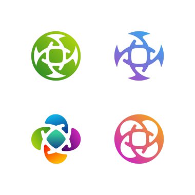 Circuit logo tasarım vektör şablonu, Dairesel logo simgesi, noktalı bağlantı simgesi, devre ögesi, yaratıcı tasarım, simge teknolojisi