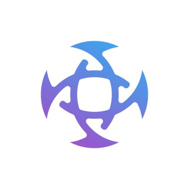 Circuit logo tasarım vektör şablonu, Dairesel logo simgesi, noktalı bağlantı simgesi, devre ögesi, Yaratıcı tasarım, Simge Teknolojisi