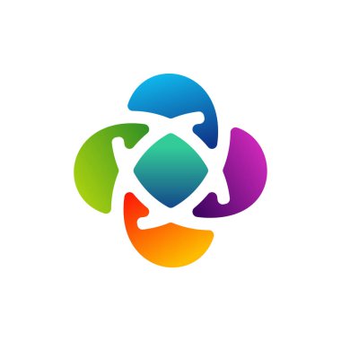 Circuit logo tasarım vektör şablonu, Dairesel logo simgesi, noktalı bağlantı simgesi, devre ögesi, Yaratıcı tasarım, Simge Teknolojisi