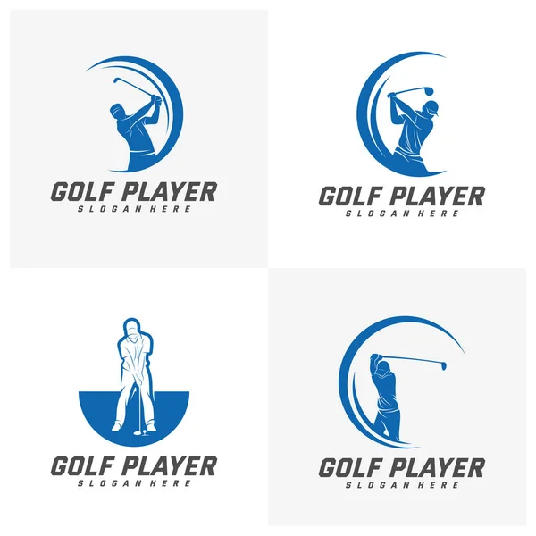 Zestaw logo golfisty projekt wektor szablon, Wektor etykieta golfa, Logo mistrzostw golfa, Ilustracja, Kreatywna ikona, Koncepcja projektu — Wektor stockowy