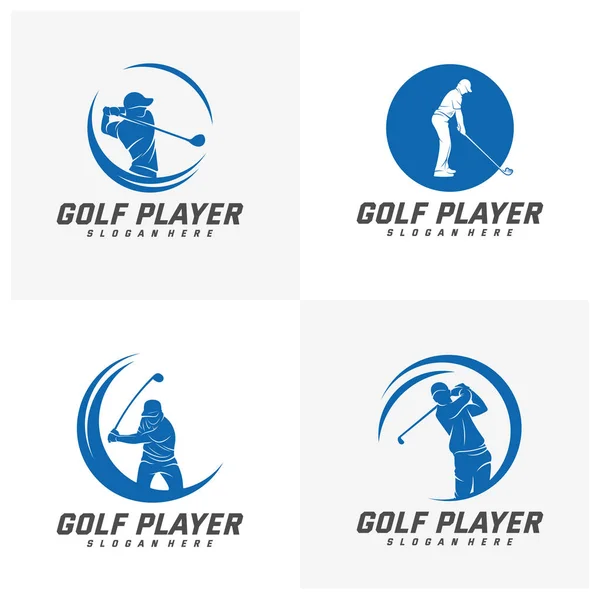 Zestaw logo golfisty projekt wektor szablon, Wektor etykieta golfa, Logo mistrzostw golfa, Ilustracja, Kreatywna ikona, Koncepcja projektu — Wektor stockowy