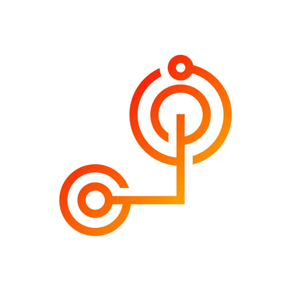 Шаблон векторного дизайна логотипа, иконка круглого логотипа, иконка ссылки с точкой, элемент схемы, креативный дизайн, Icon Technology — стоковый вектор