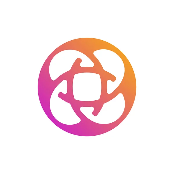 Шаблон векторного дизайна логотипа, иконка круглого логотипа, иконка ссылки с точкой, элемент схемы, креативный дизайн, Icon Technology — стоковый вектор