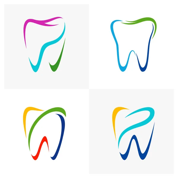 Набор шаблонов дизайна логотипа. Креативный стоматолог. Векторный логотип стоматологической клиники . — стоковый вектор