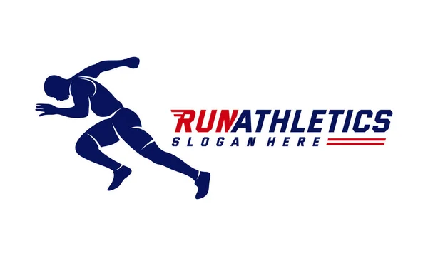 Running Man silhouette Logo Designs Vector, Marathon logo template, running club o club sportivo, Illustrazione — Vettoriale Stock