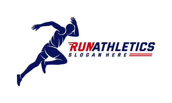 Running Man silhouette Logo Designs Vector, Marathon logo template, running club o club sportivo, Illustrazione — Vettoriale Stock