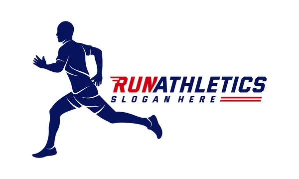 Running Man silhouet Logo Designs Vector, Marathon logo template, hardloopclub of sportclub, Illustratie — Stockvector