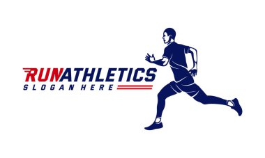 Koşan Adam Logosu Vektör Tasarımı, Maraton logo şablonu, koşu kulübü veya spor kulübü, İllüstrasyon