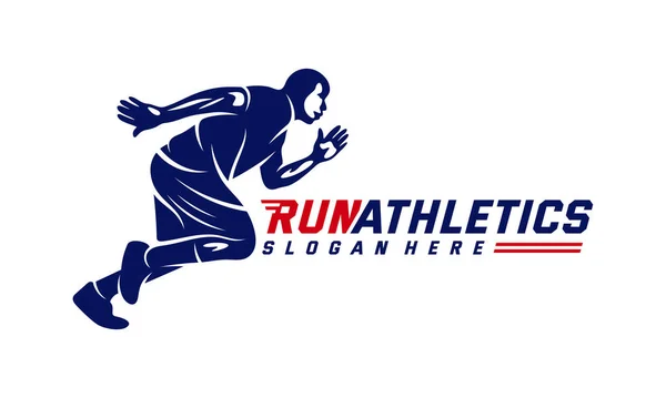 Running Man σιλουέτα Λογότυπο Σχέδια Διάνυσμα, Μαραθώνιος πρότυπο λογότυπο, λειτουργίας club ή αθλητικό σύλλογο, Εικονογράφηση — Διανυσματικό Αρχείο