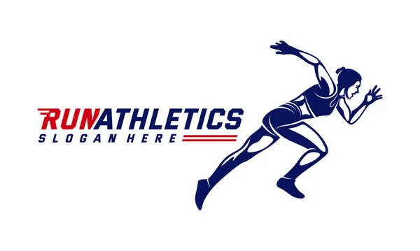 Silhouette donna in esecuzione Logo disegni vettoriale, modello logo maratona, running club o club sportivo, Illustrazione — Vettoriale Stock