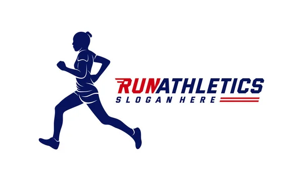 Running Woman silueta Logo Designs Vector, Marathon logo šablony, běžecký klub nebo sportovní klub, Ilustrace — Stockový vektor