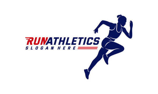 Running Woman silhouette Logo Designs Vector, Marathon logo template, running club or sports club, Illustration