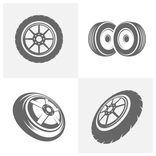 Set of Tire logo vector icon illustration design template — 스톡 벡터