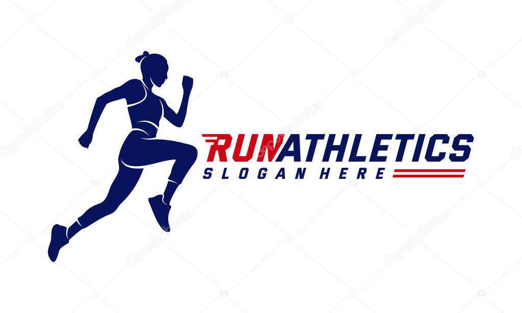 Running Woman silhouette Logo Designs Vector, Marathon logo template, running club or sports club, Illustration