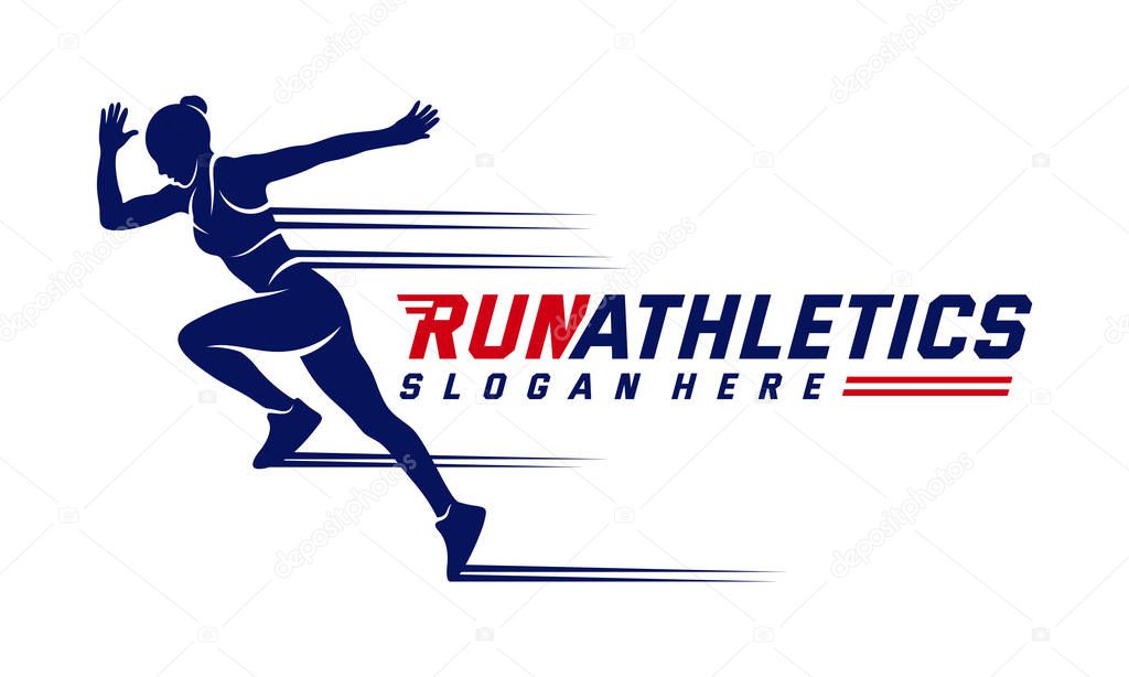 Running Woman silhouette Logo Designs Vector, Marathon logo template, running club or sports club, Illustration