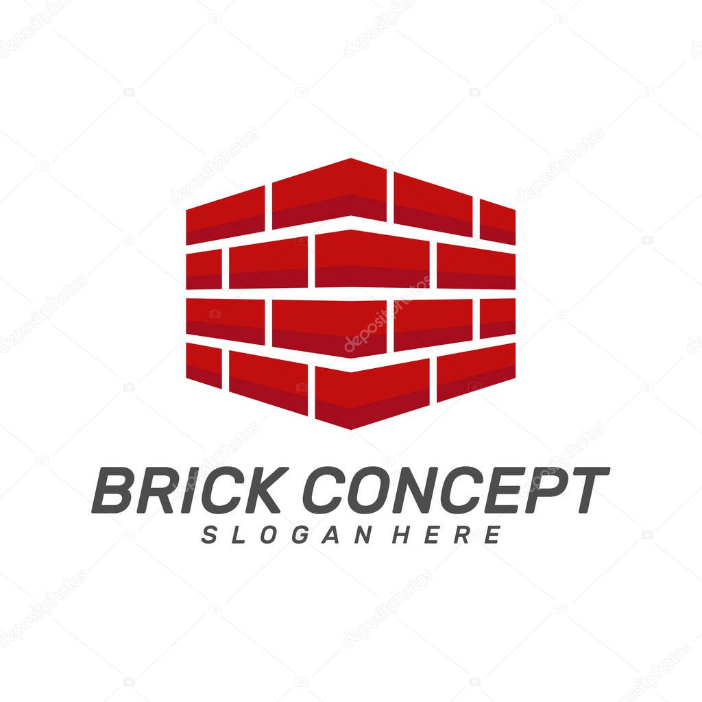 Hexagon Brick Building logo design vector, Brickwork simple modern logo template, Emblem, Design Concept, Creative Symbol, Icon