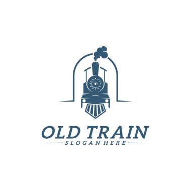 Klasik tren logosu konsepti, lokomotif logo tasarım vektör şablonu, yaratıcı tasarım, simge sembolü