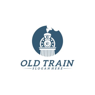 Klasik tren logosu konsepti, lokomotif logo tasarım vektör şablonu, yaratıcı tasarım, simge sembolü