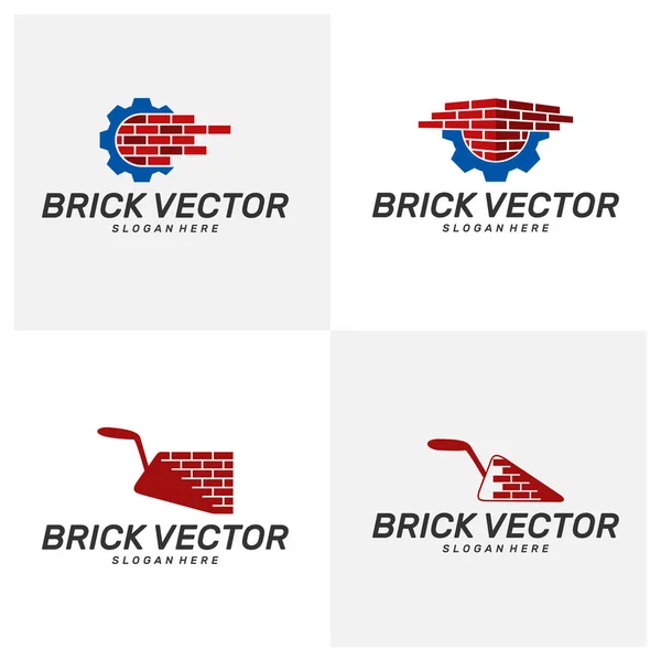 Ensemble de Brick Building logo design vector, Modèle de logo moderne simple brique, Emblème, Concept de conception, Symbole créatif, Icône — Image vectorielle